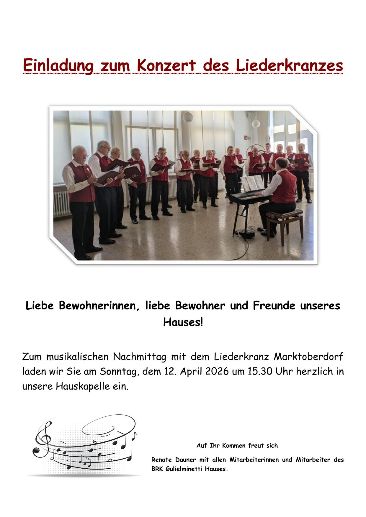 Einladung zum Konzert des Liederkranzes